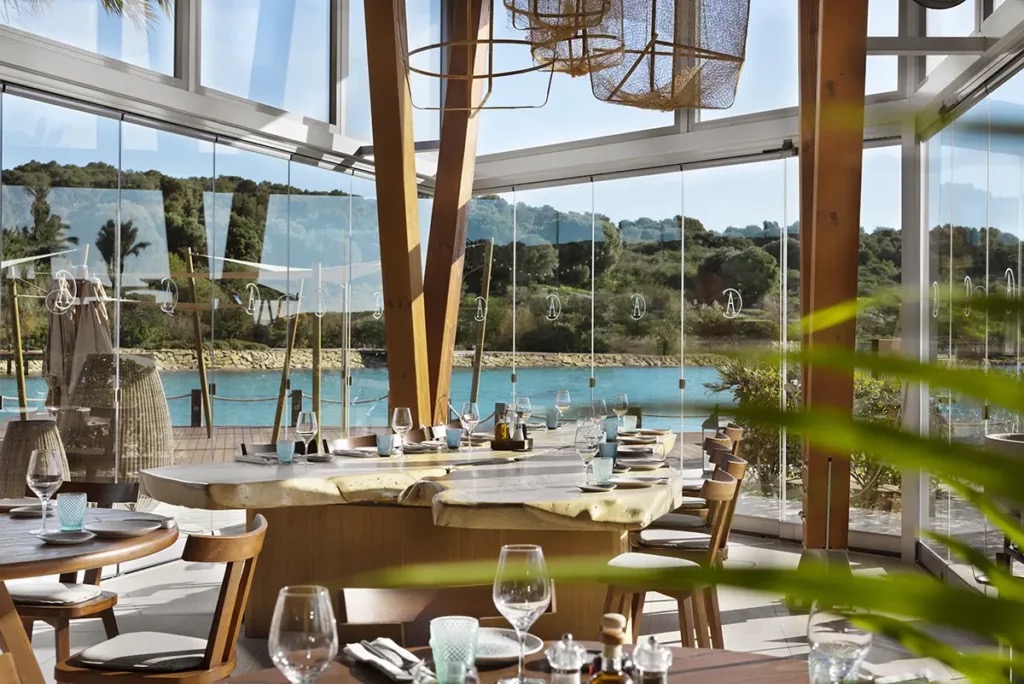 La Ancala restaurant terrace overlooking the lagoon at La Reserva Sotogrande